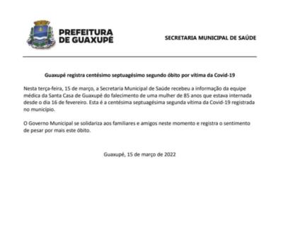 Guaxupé registra centésimo septuagésimo segundo óbito por vítima da Covid-19