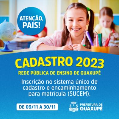 Atenção pais: Aberto Cadastramento para Rede Pública de Ensino 2023