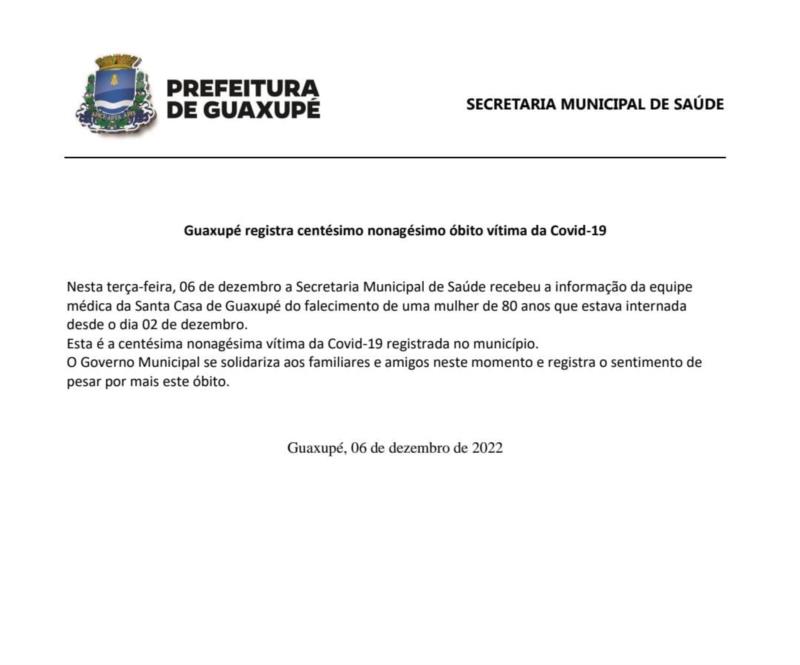 Guaxupé registra centésimo nonagésimo óbito vítima da Covid-19