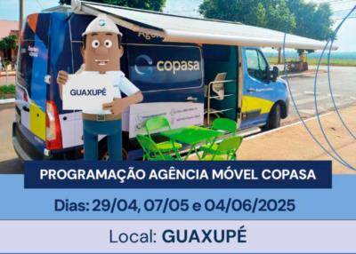 AGÊNCIA MÓVEL DA COPASA ESTARÁ EM GUAXUPÉ 