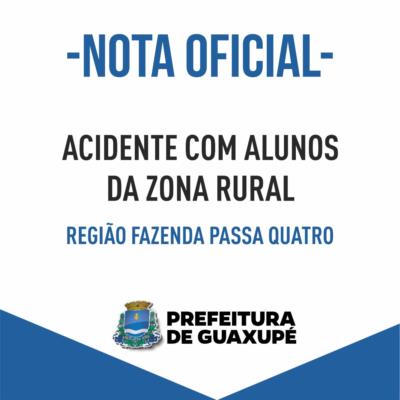 NOTA OFICIAL - ACIDENTE COM ÔNIBUS DE TRANSPORTE ESCOLAR